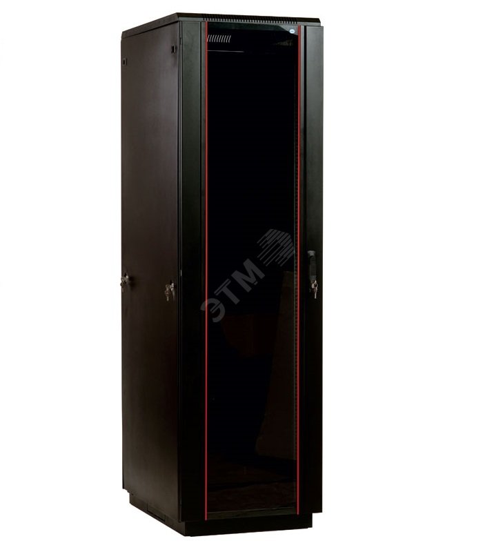 Шкаф телекоммуникационный напольный 42U (600 × 800) дверь стекло, цвет черный