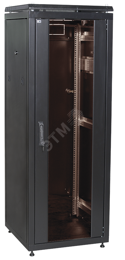 ITK Шкаф сетевой 19" LINEA N 42U 600х1000 мм стеклянная передняя дверь, задняя перфорированная черны