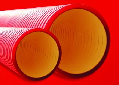 Труба жесткая двустенная для кабельной канализации (10 кПа)д125мм,цвет красный