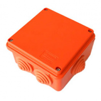 JBL085 Коробка огн. E-110, о/п 85х85х38мм, без галогена, 12 вых., IP55, 4P, (0,15-6,0мм2), цвет оранж Экопласт