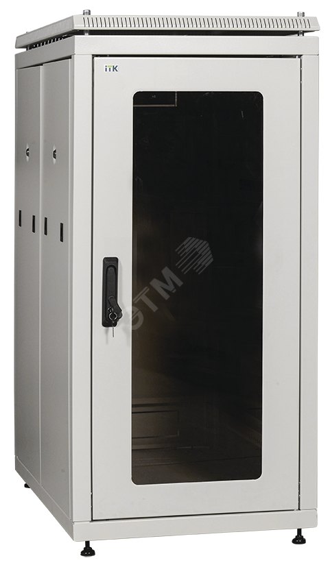 ITK Шкаф сетевой 19" LINEA N 24U 600х1000 мм стеклянная передняя дверь, задняя перфорированная серый