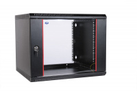 Шкаф телекоммуникационный настенный разборный 9U (600 × 650) дверь стекло, цвет черный