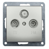 Накладка розетки TV+FM+SAT 2(3)  (серебристый металлик) FLAT