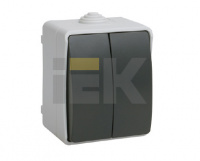 ВС20-2-0-ФСр Выключатель двухклавишный для открытой установки ФОРС IP54 IEK