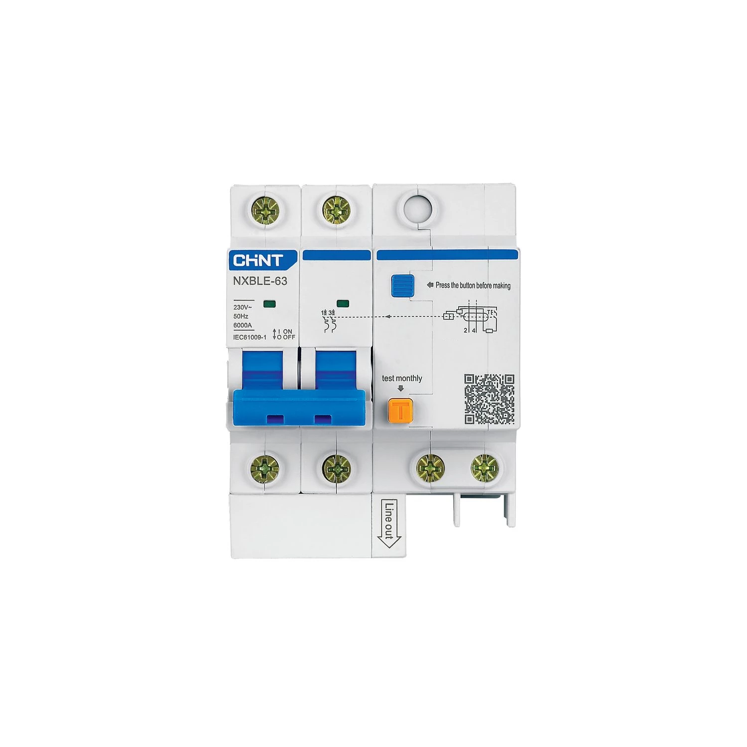 Диф. автомат NXBLE-63 2P B6 300mA тип AC  6kA (CHINT)