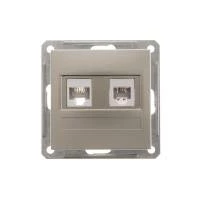 Двойная компьютерная розетка W59 RJ11+RJ45, 160В, 1А, кат.5E, механизм, шампань