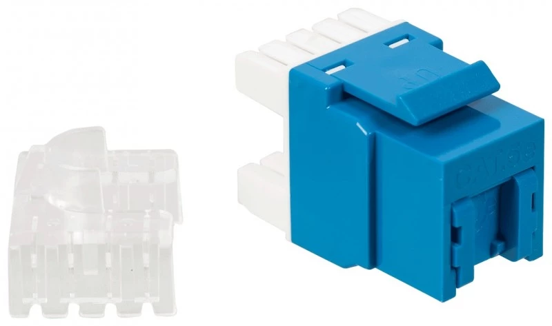 Модуль Keystone, RJ45, кат.5E, UTP, 180 градусов, со встроенной шторкой, синий