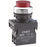Кнопка выступающая NP8-11GN/4 без подсветки, красная 1НО+1НЗ IP65 (R)(CHINT)