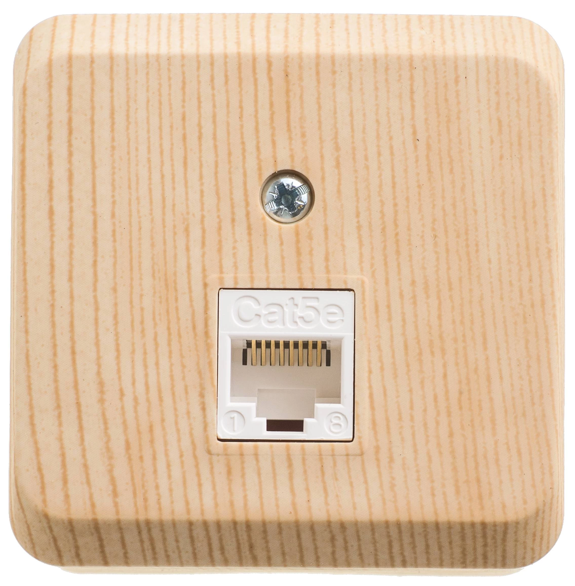 Компьютерная розетка ЭТЮД О/У RJ45 кат.5е, сосна, Россия