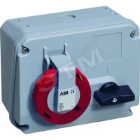Розетка накладная с выключателем и механической блокировкой 432MHS6W, 32A, 3P+N+E, IP67, 6ч