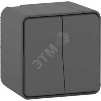 MUREVA S, ДВУХКЛАВИШНЫЙ ПЕРЕКЛЮЧАТЕЛЬ сх. 6+6, открытой устан., АНТРАЦИТ, IP55