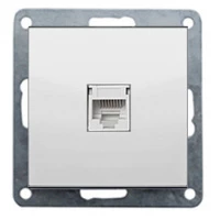 Розетка телефонная RJ-11 с накладкой (белый) FLAT