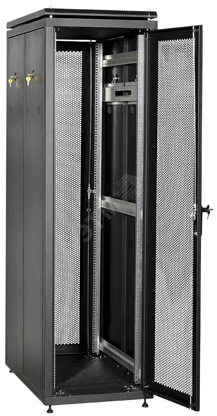 ITK Шкаф сетевой 19" LINEA N 47U 600х1000 мм с L-профилями перфорированные двери черный