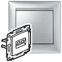 Двойная компьютерная розетка Valena RJ11/RJ45 UTP кат.6 алюминий
