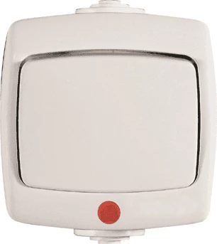 РОНДО IP44 О/У 1-клавишный ПЕРЕКЛЮЧАТЕЛЬ с подсвет.10А, 250В, БЕЛЫЙ. Россия
