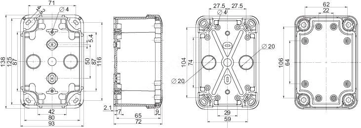 ПЛАСТ.КОРОБКА ABS 138x93x72