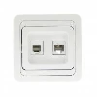 Компьютерная розетка EKF PROxima RJ-45+Phone белая Лондон