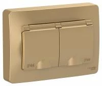 BLANCA С/У IP44 РОЗЕТКА двойная с заземл. со шторк., с крышками,16А, 250В, ТИТАН