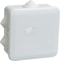 Коробка КМ41255 распаячная для о/п 100х100х50 мм IP44 (RAL7035, 6 гермовводов, защелкивающаяся крышк
