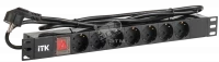 ITK PDU 7 розеток нем. ст, с LED выкл,1U, шнур 2м вилка нем
