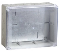 Коробка КМ41346 распаячная для о/п 240х195х90 мм IP55 (RAL7035, монт. плата, кабельные вводы 5 шт)