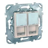 КОМПЬЮТЕРНАЯ РОЗЕТКА 2ХRJ45 КАТ. 5Е, С ПОЛЕМ ДЛЯ НАДПИСИ БЕЖЕВЫЙ