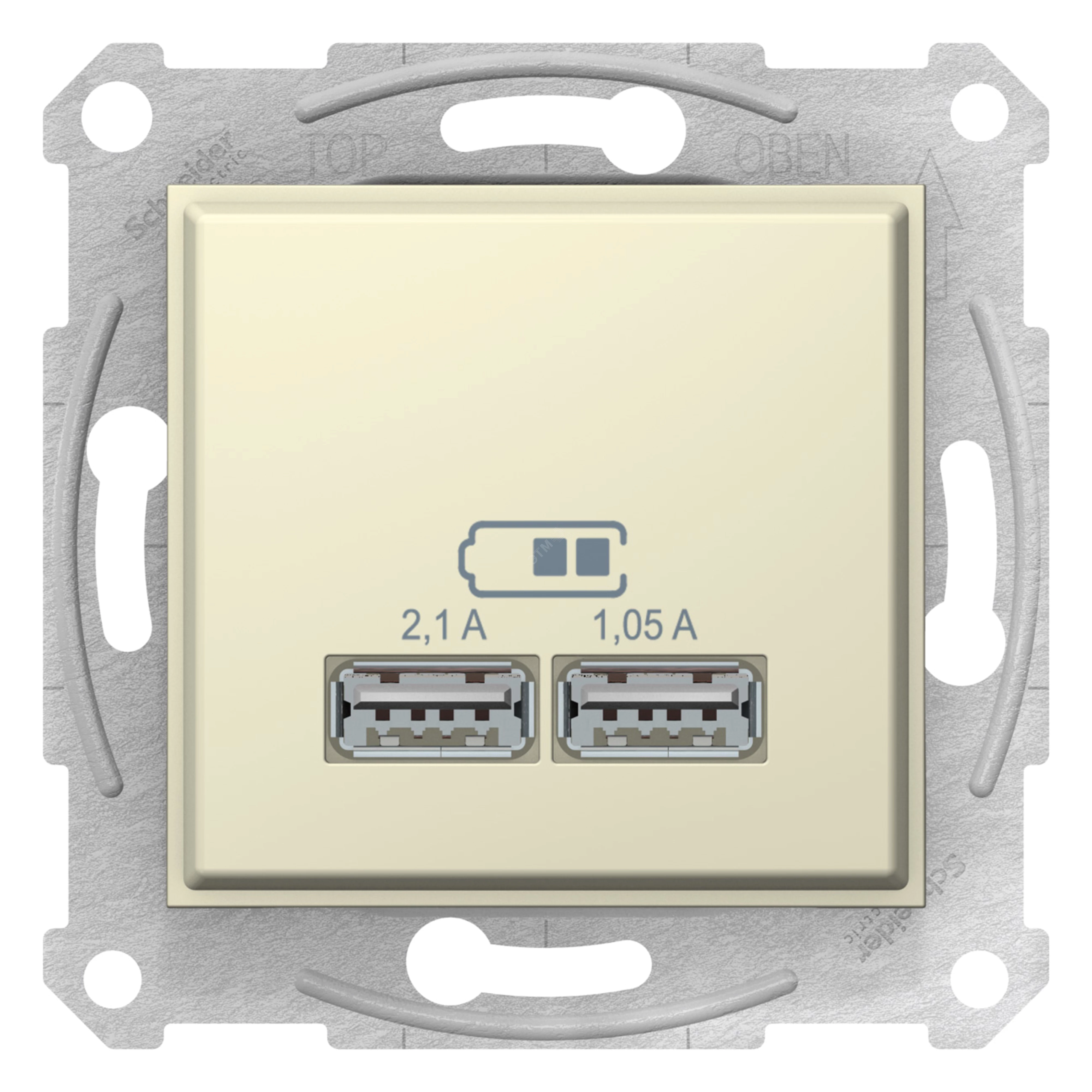 SEDNA, USB МЕХАНИЗМ зарядного устройства 2,1А (2x1,05А), БЕЖЕВЫЙ