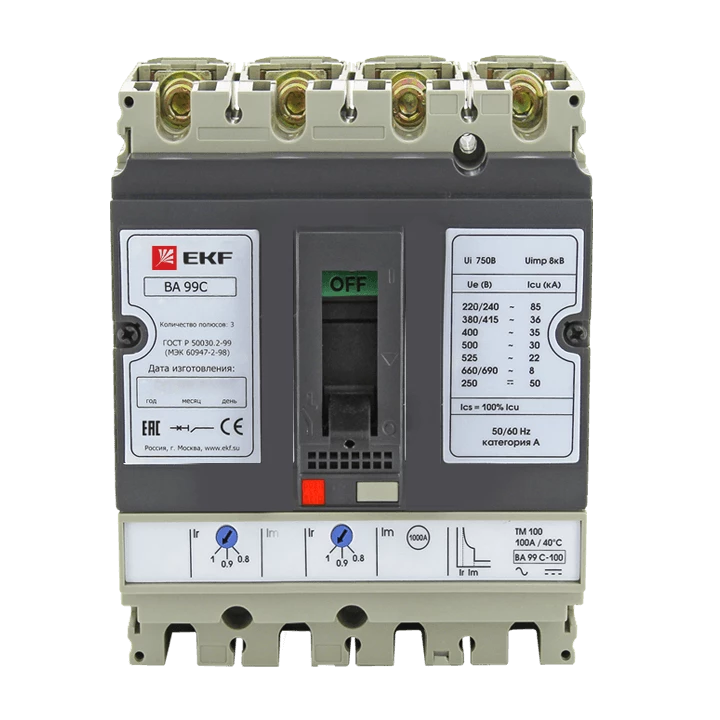Выключатель автоматический ВА-99C (Compact NS) 100/16А 3P+N 36кА EKF PROxima
