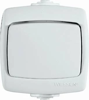 РОНДО IP44 О/У 1-клавишный ПЕРЕКЛЮЧАТЕЛЬ 6А, 250В, БЕЛЫЙ. Россия