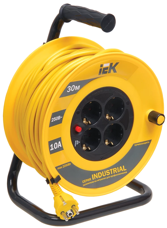 Катушка УК30 с т/з 4 места 2Р+PЕ/30м 3х1,0 мм2 "Industrial"