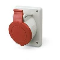 Розетка панельная с наклоном  IP44 32А 3P+E 400В. Пружинныйзажим.