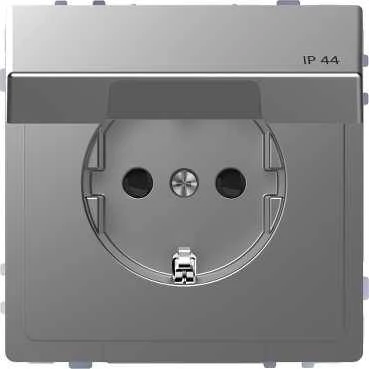 D-Life РОЗЕТКА 16А с з/к и крышкой IP44, НЕРЖ. СТАЛЬ , SD