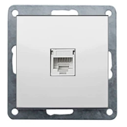 Розетка телефонная RJ-11 с накладкой (белый) FLAT