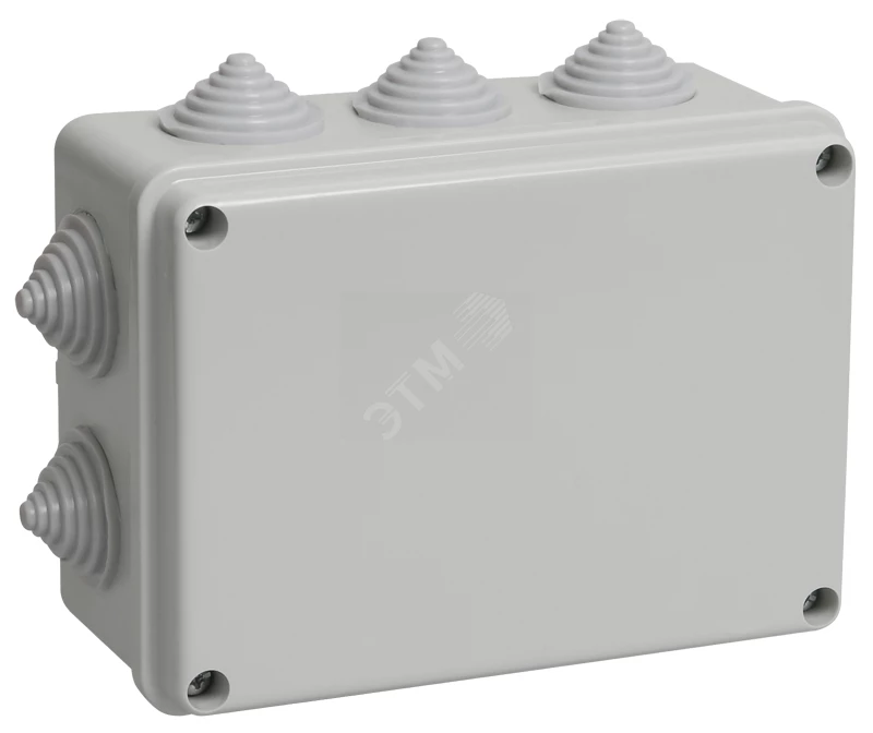 Коробка КМ41241 распаячная для о/п 150х110х70 мм IP44 (RAL7035, 10 гермовводов)