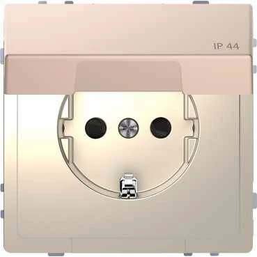D-Life РОЗЕТКА 16А с з/к и крышкой IP44, ШАМПАНЬ , SD