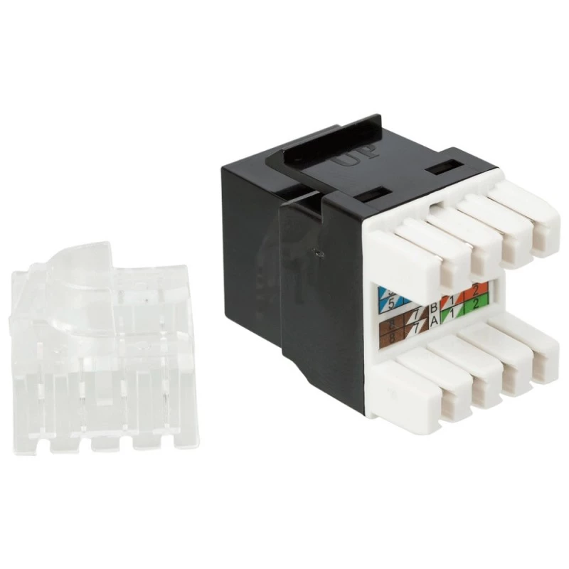 Модуль Keystone, RJ45, кат.5E, UTP, 180 градусов, со встроенной шторкой, черный
