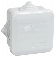 Коробка КМ41236 распаячная для о/п 70х70х40 мм IP44 (RAL7035, 4 гермоввода, защелкивающаяся крышка)