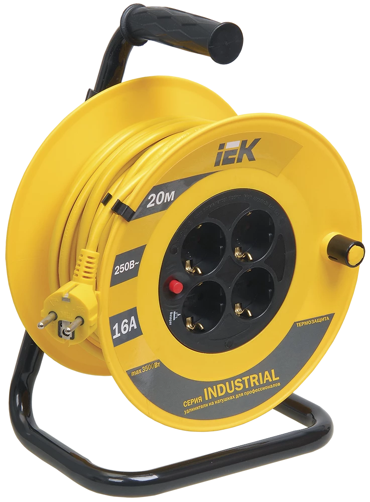 Катушка УК20 с т/з 4 места 2Р+PЕ/20м 3х1,5 мм2 "Industrial"