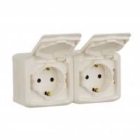 Розетка 2X2К+З шт IP44 БЕЛ