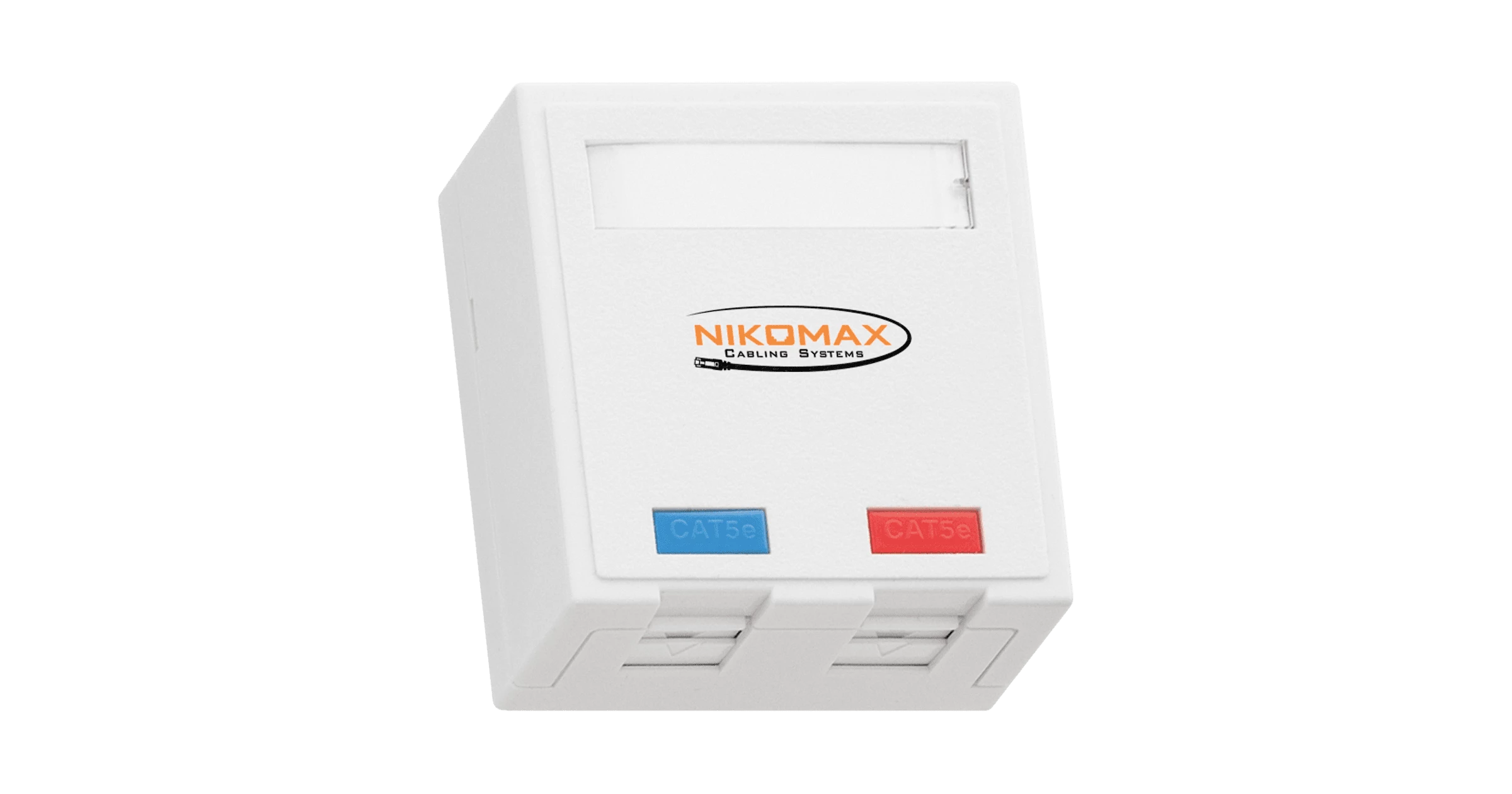 Настенная розетка NIKOMAX, 2 порта, Кат.5e (Класс D), 100МГц, RJ45/8P8C, FT-TOOL/110/KRONE, T568A/B, неэкранированная, со шторками, белая - гарантия: 5 лет расширенная / 25 лет системная