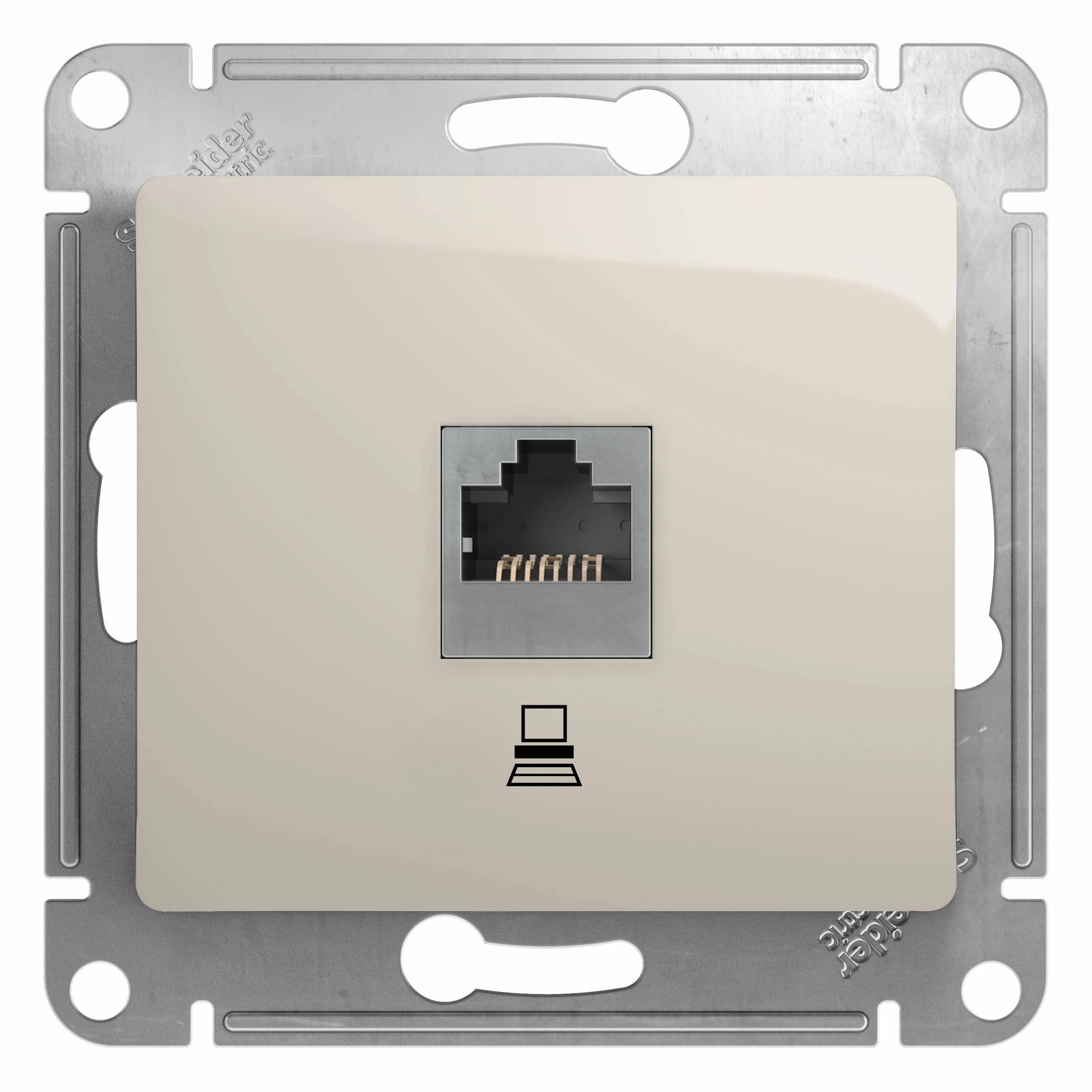 Компьютерная розетка GLOSSA RJ45 кат.5E, механизм, молочный
