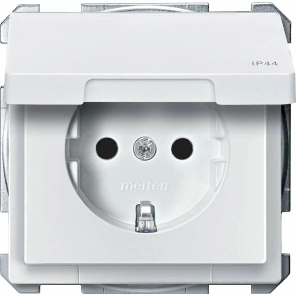 МЕХ-М РОЗЕТКИ С/З С КРЫШКОЙ IP44, БЕЛЫЙ