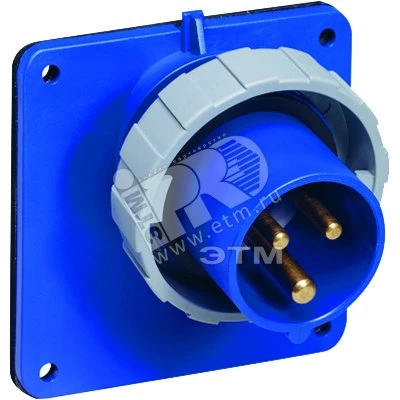 Вилка панельная прямая 216BAU4W, 16A, 2P+E, IP67, 4ч