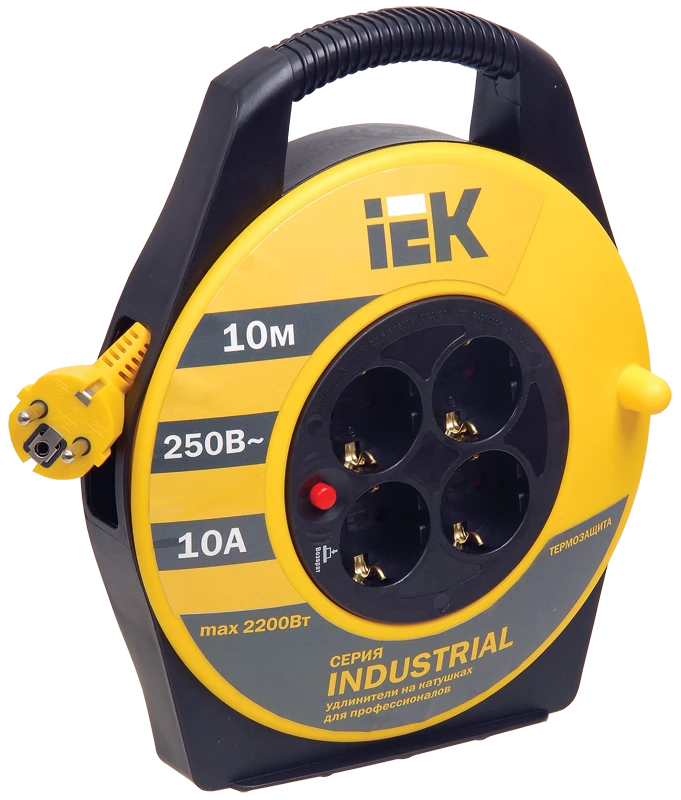 Катушка УК10 с т/з 4 места 2Р+PЕ/10м 3х1,5 мм2 "Industrial"