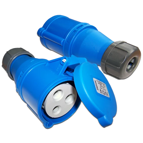 Вилка IEC 309 однофазная, мама, 32A, 250V, разборная, синяя