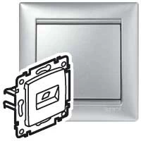 Компьютерная розетка Valena RJ45 UTP кат6 1в алюминий 770246