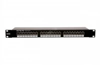 Коммутационная панель категории 5е, FTP, 19", 1U, 24хRJ45, 568A/В, экранированная, черная