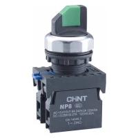 Переключатель с подсветкой NP8-11XD/314, 3 положения с фиксацией, 1НО+1НЗ красная AC/DC 24В(LED) IP6