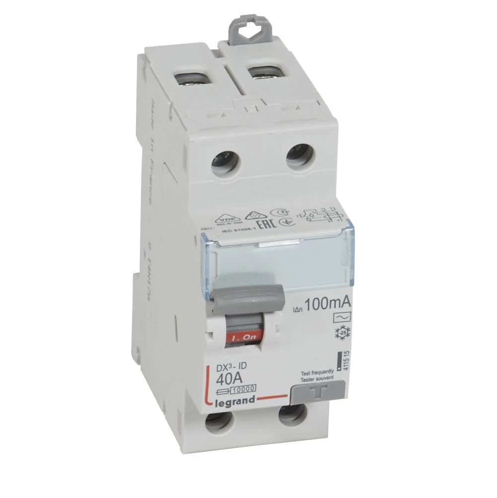 Двухполюсное устройство защитного отключения DX3 2П 40А 100мА-AC