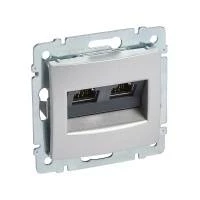 Двойная компьютерная розетка Valena RJ45 STP 10 GIGA 2в алюминий